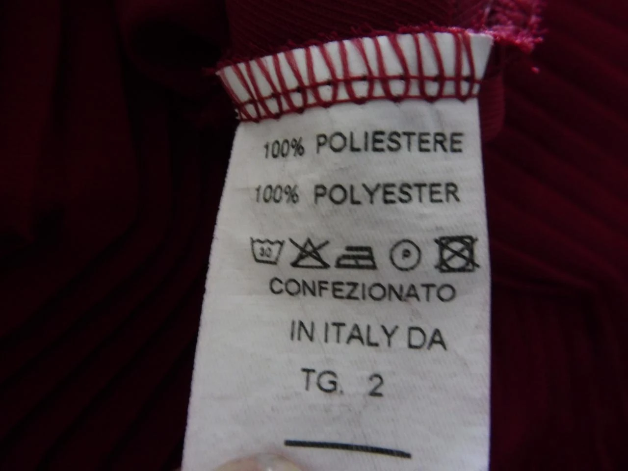 💄Túnica de gasa plisada rojo oscuro L'Olive Verte (T44) - Fabricada en Italia – photo 7